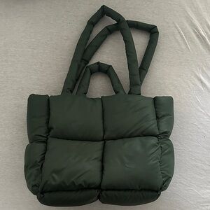Stylish Green Quilted Tote Bag